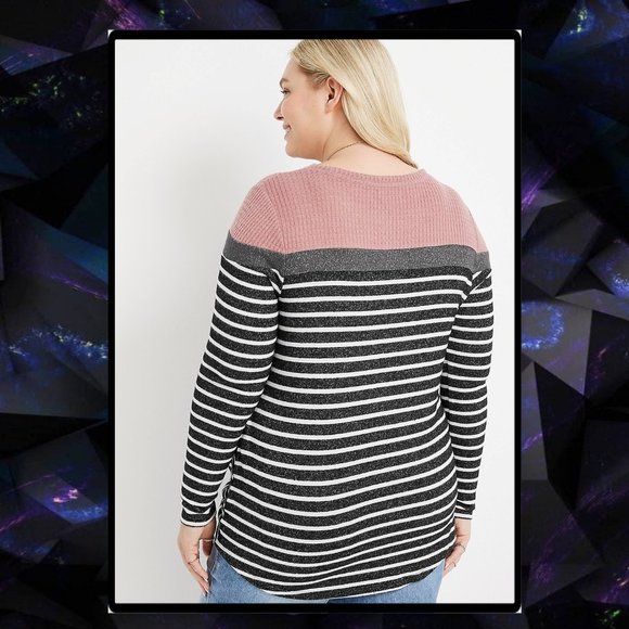 Maurice's Plus Size Striped Colorblock Front Knot Mixer Tee 3X - Picture 3 of 9